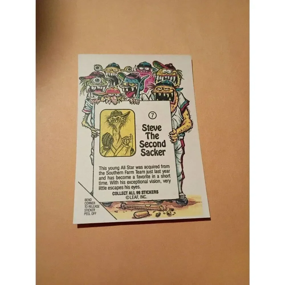 1988 Leaf Awesome All Stars Trading Card 7 Steve the 2nd Sacker Baseball Parody